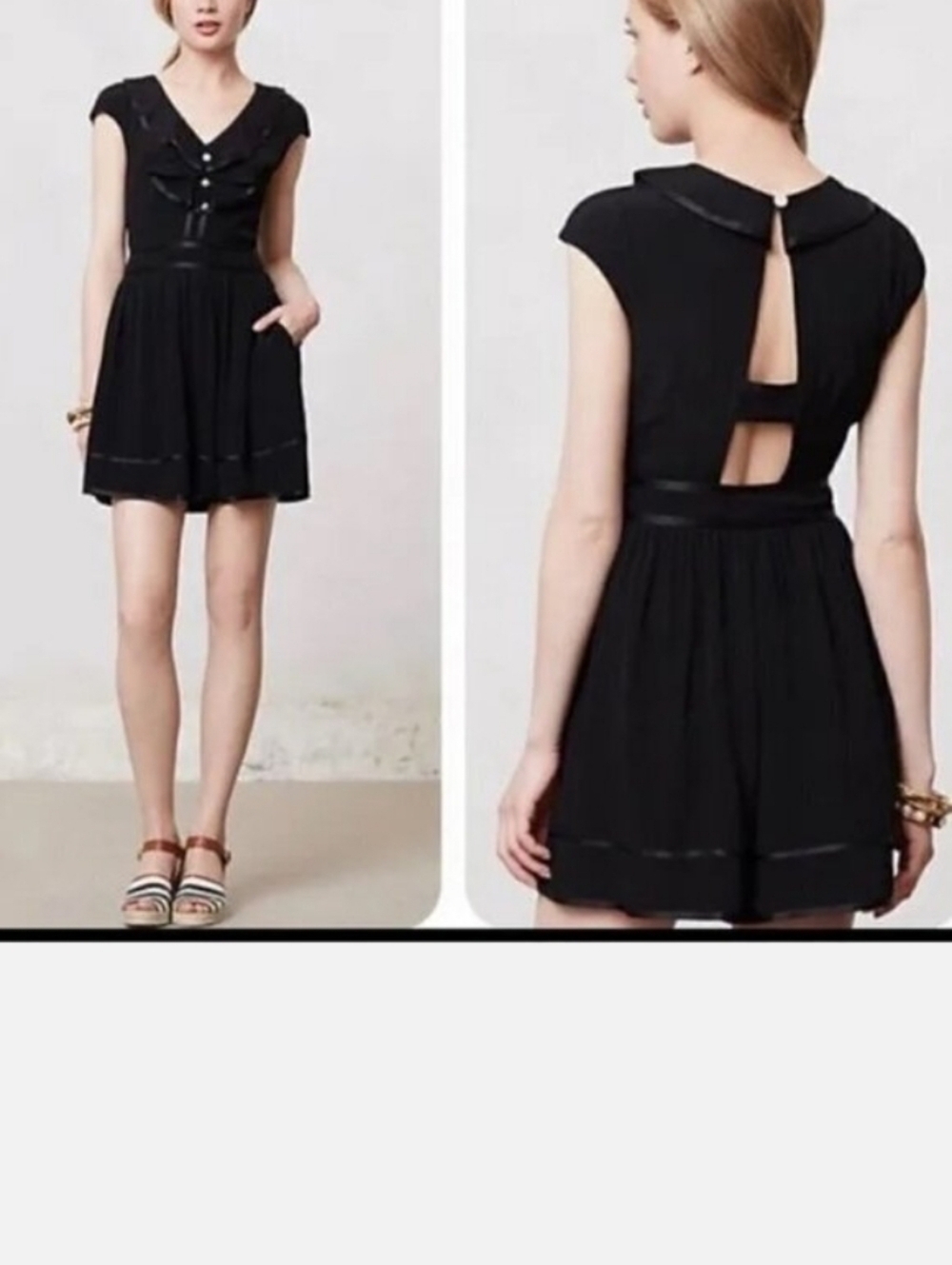 Anthropologie Romper Ruffled Black Size 6